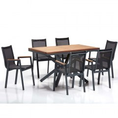 Τραπεζαρία Κήπου Sydney (Σετ 7Τμχ) 561CLR1311 90x150cm Walnut-Black