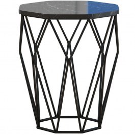 Τραπεζάκι Βοηθητικό Sofya 845HCT2884 46x46x57cm Marble Effect Black BLACK