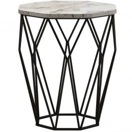 Τραπεζάκι Βοηθητικό Sofya 845HCT2885 46x46x57cm Marble Effect White WHITE