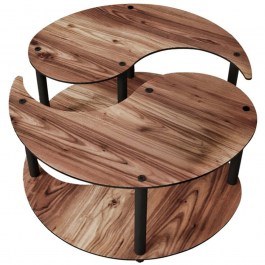Τραπέζια Σαλονιού Yin Yang (Σετ 2Τμχ) 282PTR1515 Φ70x38cm Walnut WALNUT