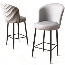 Σκαμπό Μπαρ Uras (Σετ 4Τμχ) 240CHR1271 46x40x107cm Grey-Black GREY