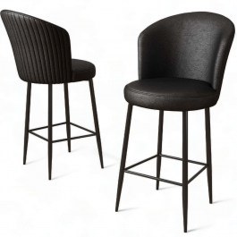 Σκαμπό Μπαρ Uras (Σετ 4Τμχ) 240CHR1273 46x40x107cm Black BLACK