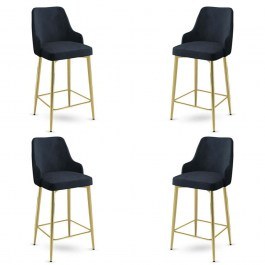 Σκαμπό Μπαρ Enox Babyface (Σετ 4Τμχ) 240CHR1345 45x43x105cm Anthracite-Gold ANTHRACITE