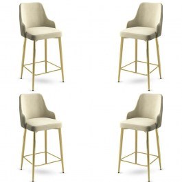 Σκαμπό Μπαρ Enox Babyface (Σετ 4Τμχ) 240CHR1348 45x43x105cm Cream-Gold CREAM