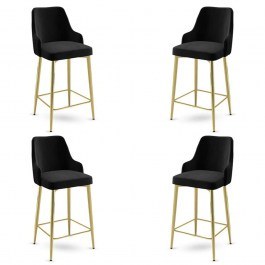 Σκαμπό Μπαρ Enox Babyface (Σετ 4Τμχ) 240CHR1349 45x43x105cm Black-Gold BLACK