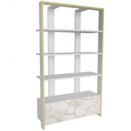 Bookcase Elena 875ZNA4615 93,6x31,5x160cm Marble Effect White WHITE