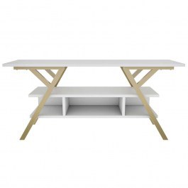 TV Furniture Minerva 322RTC2319 120x35x55cm Gold-White WHITE-GOLD