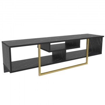 TV Furniture Asal 150 322RTC2108 150x35,2x40cm Marble Effect Black-Gold