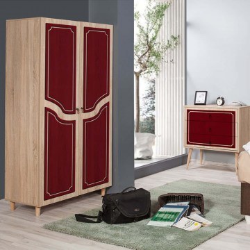 Ντουλάπα Δίφυλλη Stil 869VEL4237 90x52x192cm Oak-Red