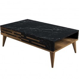 Coffee Table Valensiya 845HCT5361 105x34,6x60cm Marble Effect Black-Walnut BLACK