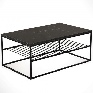 Τραπέζι Σαλονιού Etna 801CMY2838 95x55x43cm Marble Effect Black