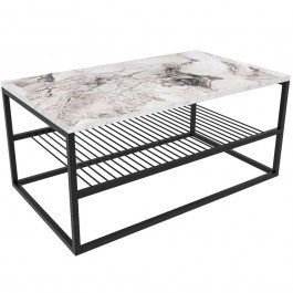 Coffee Table Asude 854KLN4306 95x55x42cm Marble Effect White WHITE