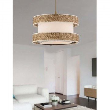 Pendant Lamp Halo 390FLH2451 40x40x65cm E27 45/60W Beige-White Opviq
