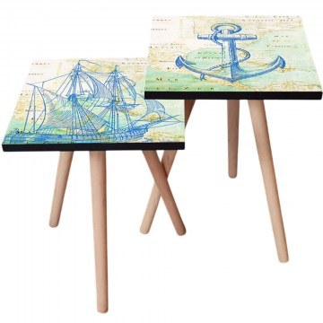 Side Tables (Set 2Pcs) 481LNA2239 35x35x47/42cm Multi