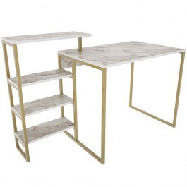 Γραφείο Rino 322RTC1307 133x60x76,8cm Marble Effect White-Gold WHITE-GOLD