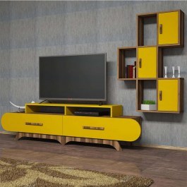 Television Composition Flora 845HCT3036 205x36,8x50cm Walnut-Yellow YELLOW