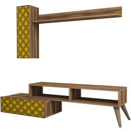 Television Composition Planet 845HCT3048 150x37,2x37,8cm Walnut-Yellow YELLOW
