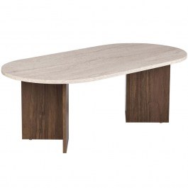 Coffee Table Sable 909NRD1125 119x60x40cm Travertine Beige-Walnut BEIGE-WALNUT