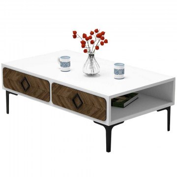Τραπέζι Σαλονιού Samba 845HCT2850 105x60x34,6cm Walnut-White