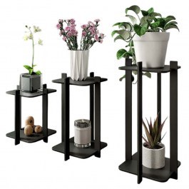 Plant Stand Square (Set 3Pcs) 282PTR1304 23x23x30/40/50cm Black Hanah Home BLACK
