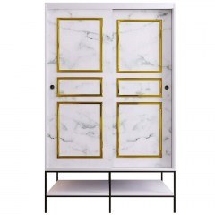 Ντουλάπα Δίφυλλη Martin 801CMY3443 120x57x200cm Marble Effect White-Gold