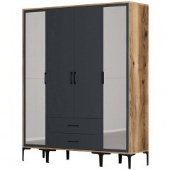 Ντουλάπα Τετράφυλλη Kumsal 845HCT5474 160x47,5x201,4cm Walnut-Anthracite