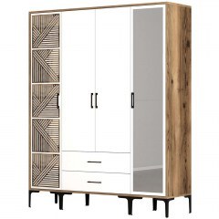 Ντουλάπα Τετράφυλλη Kumsal 845HCT5465 160x47,5x201,4cm Walnut-White