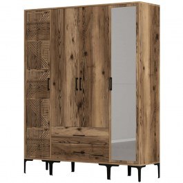 Ντουλάπα Τετράφυλλη Kumsal 845HCT5467 160x47,5x201,4cm Walnut WALNUT