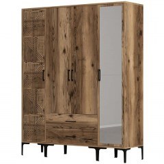 Ντουλάπα Τετράφυλλη Kumsal 845HCT5467 160x47,5x201,4cm Walnut