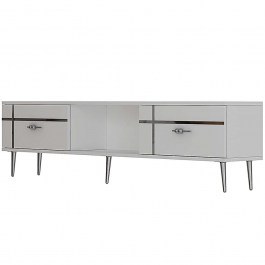 Έπιπλο Τηλεόρασης Line 475OLV3062 150x29,6x40,6cm White-Silver WHITE
