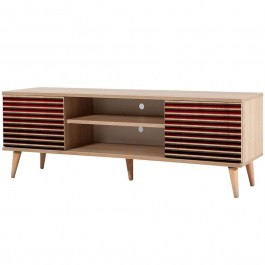 Έπιπλο Τηλεόρασης Truva 863SPH3030 140x40x50cm Oak-Red OAK-RED