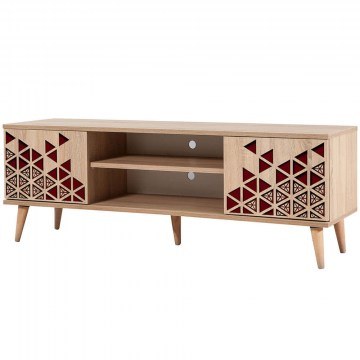 Έπιπλο Τηλεόρασης Truva 863SPH3027 140x40x50cm Oak-Red