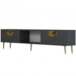 Έπιπλο Τηλεόρασης Nida 475OLV3075 150x29,6x40,6cm Anthracite-Gold ANTHRACITE-GOLD