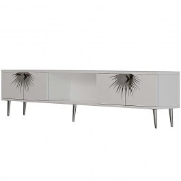 Έπιπλο Τηλεόρασης Nida 475OLV3078 150x29,6x40,6cm White-Silver WHITE-SILVER