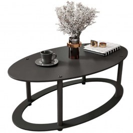 Coffee Table Hole Ellipse 282PTR1559 60x38x40cm Black BLACK
