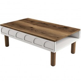Coffee Table Bohem 845HCT2889 180x60x35,6cm Walnut-White WHITE