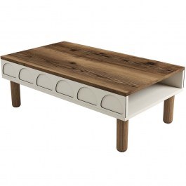 Coffee Table Bohem 845HCT2890 180x60x35,6cm Walnut-Cream CREAM