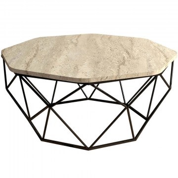 Τραπέζι Σαλονιού Diamond 845HCT5600 90x90x38cm Travertine Beige
