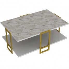 Τραπέζι Σαλονιού Polka 875ZNA2813 91,5x61,5x36,6cm Marble Effect White WHITE