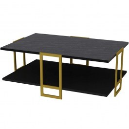 Τραπέζι Σαλονιού Polka 875ZNA2814 91,5x61,5x36,6cm Marble Effect Black BLACK