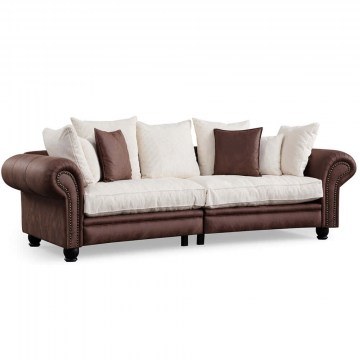 Καναπές Τριθέσιος Fresno 560ARE1548 300x115x80cm Brown-White