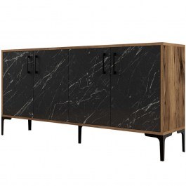 Μπουφές Kiev 845HCT5327 160x35x78cm Marble Effect Black-Walnut BLACK