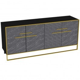 Μπουφές Polka 875ZNA3513 179,9x47,3x75cm Marble Effect Black BLACK