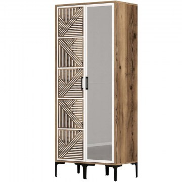 Two Door Wardrobe Kumsal 845HCT5420 80x47,5x201,4cm Walnut-White