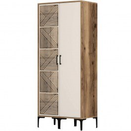 Ντουλάπα Δίφυλλη Kumsal 845HCT5426 80x47,5x201,4cm Walnut-Cream WALNUT-CREAM