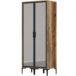 Ντουλάπα Δίφυλλη Kumsal 845HCT5434 80x47,5x201,4cm Walnut-Anthracite WALNUT-ANTHRACITE