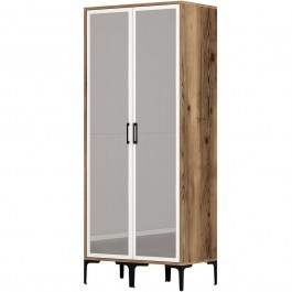 Ντουλάπα Δίφυλλη Kumsal 845HCT5435 80x47,5x201,4cm Walnut-White WALNUT-WHITE