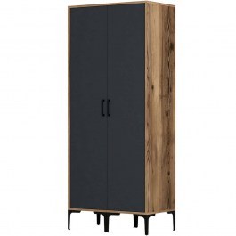 Ντουλάπα Δίφυλλη Kumsal 845HCT5444 80x47,5x201,4cm Walnut-Anthracite WALNUT-ANTHRACITE