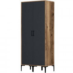 Ντουλάπα Δίφυλλη Kumsal 845HCT5444 80x47,5x201,4cm Walnut-Anthracite