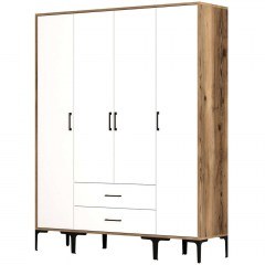 Ντουλάπα Τετράφυλλη Kumsal 845HCT5480 160x47,5x201,4cm Walnut-White